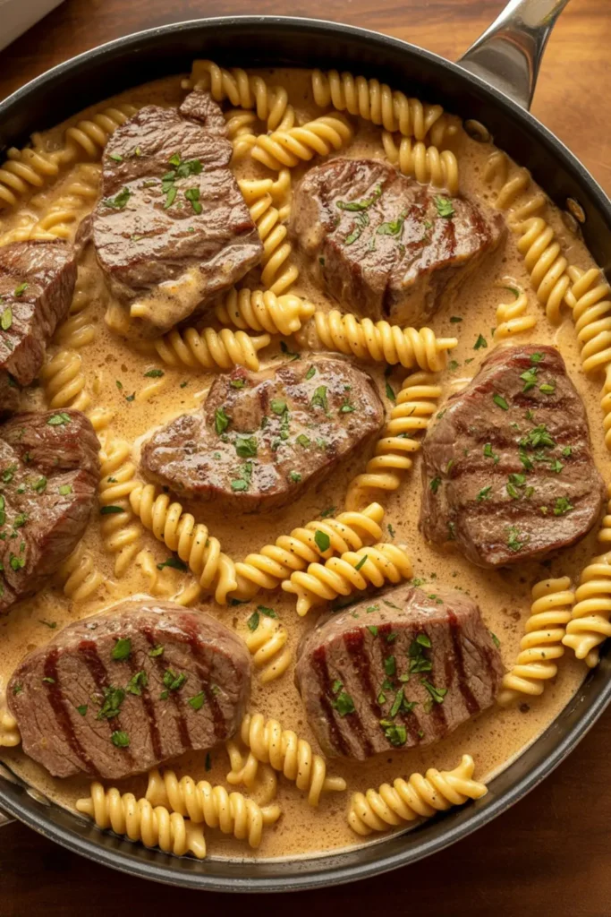 One-Pot Silky Garlic Butter Steak Pasta